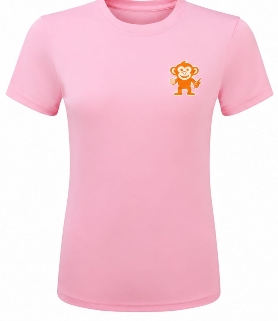 Pink The Supplement Monkey T-shirt — front view